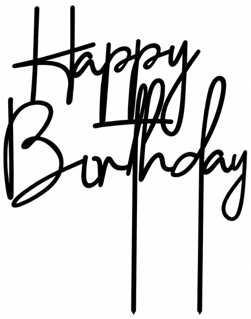 C0103 Cake topper HBD thin (Acrilico Espejo, Dorado)